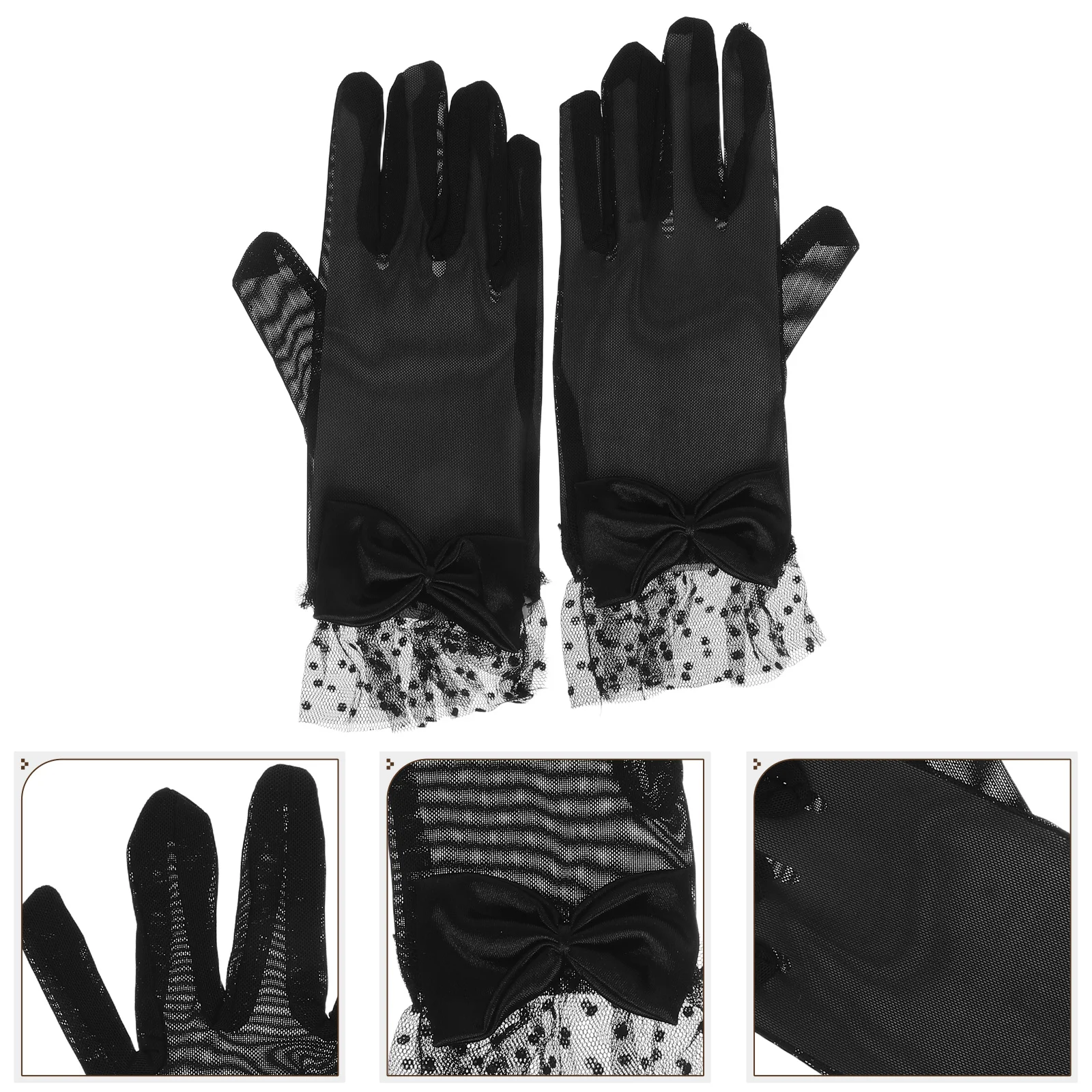 

1Pair Lace Gloves for Women Short Wrist Floral Mesh Elegant Black Tea Party Banquet Evening Wedding Fashion Accessories