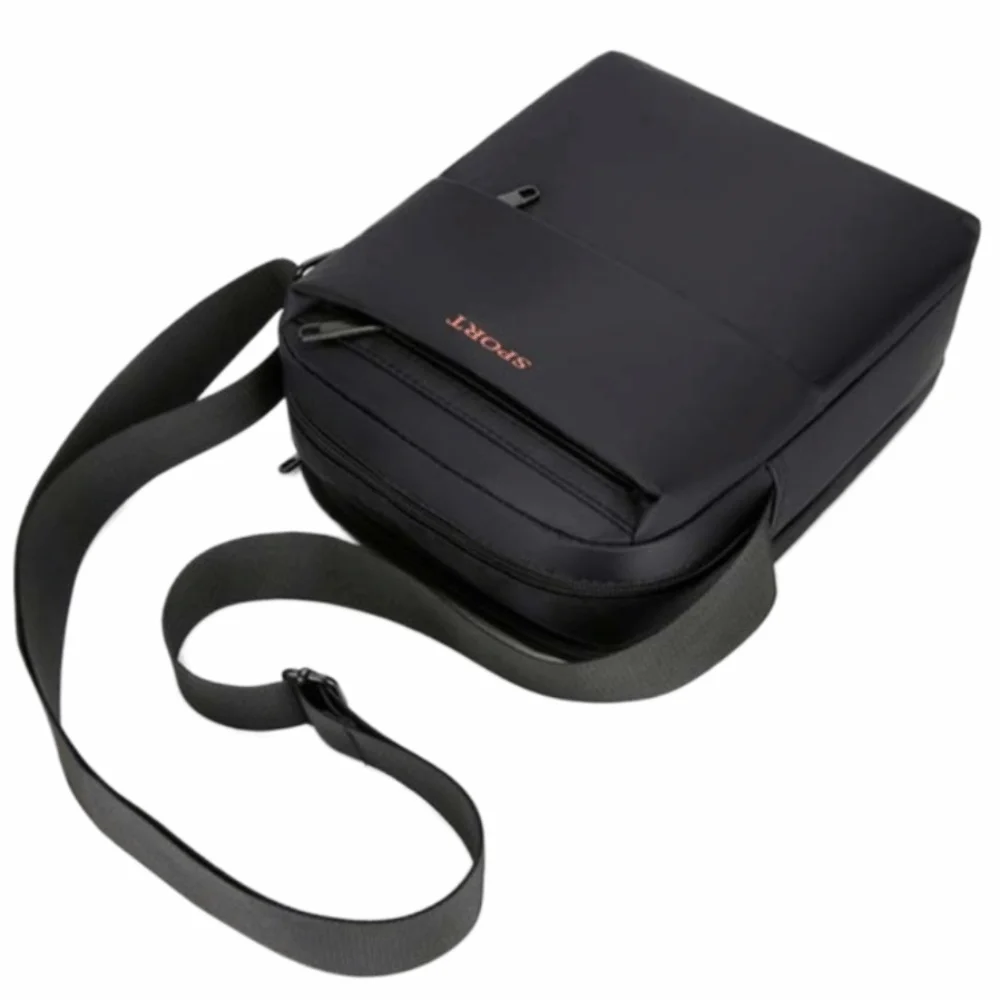 

Solid Color Men Crossbody Bag Lightweight Multi-pockets Business Shoulder Bag Multi-function Waterproof Small Square Bag