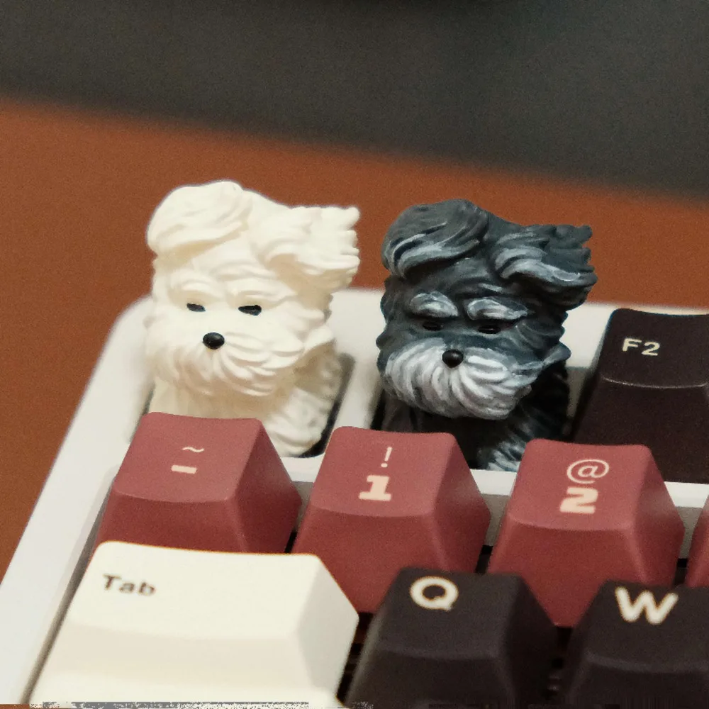 Lindo cachorro Keycap personalizado Schnauzer resina teclado tapa Cherry MX ESC hecho a mano Anime Artisan KeyCap para teclado mecánico regalo