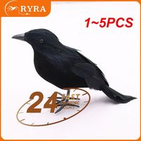 1~5PCS Halloween Black Crow Ornament Simulation Crow Animal Model Bird Scary Toys Horror Props Halloween Party Home Decoration