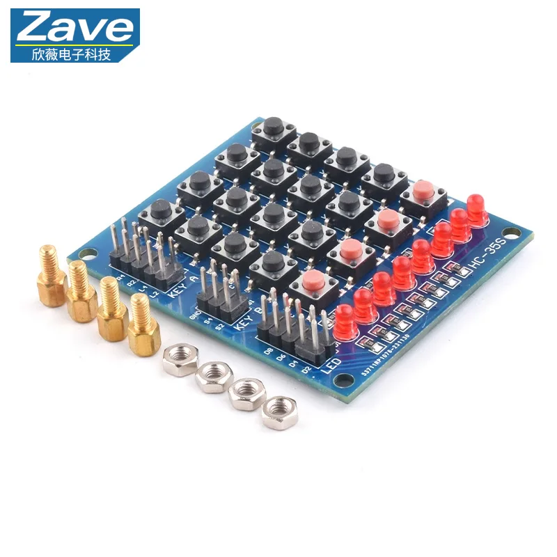 4×4 Matrix Keyboard (4X4 Key Module) & 4-Key Independent Keyboard with 8-LED Chaser Light