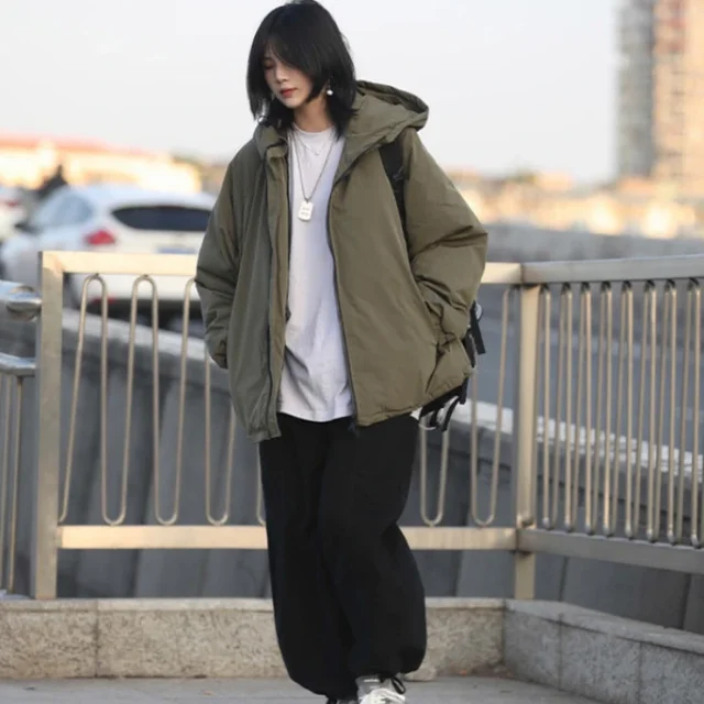 Preppy Padded Jacket Japan Style Thickened Plush Zipper Parkas Women's College Men's and Women's Warm Hooded Loose Winter Coat 4 Preppy Padded Jacket Japan Style Thickened Plush Zipper Parkas Women's College Men's – view 4