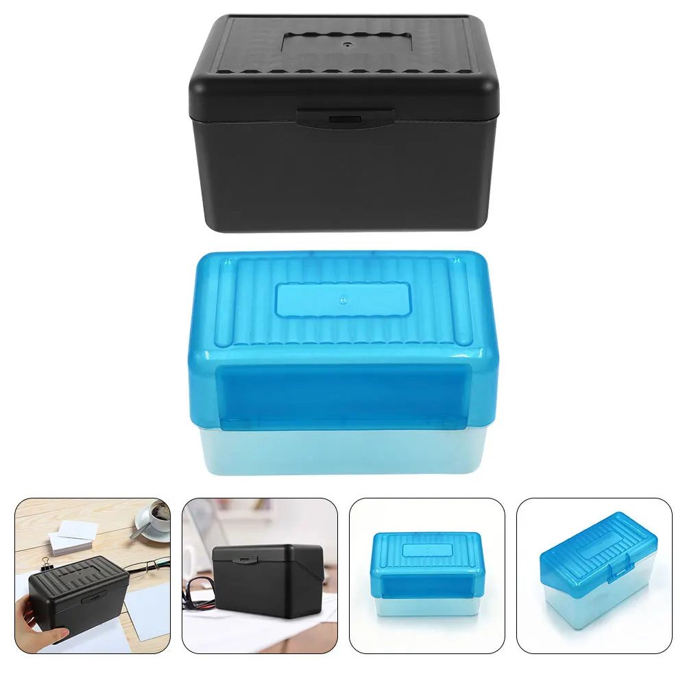 

2Pcs Business Card Storage Box Portable Desk Organizer Office Cards Holder Large Capacity Multi-Functional Card Case