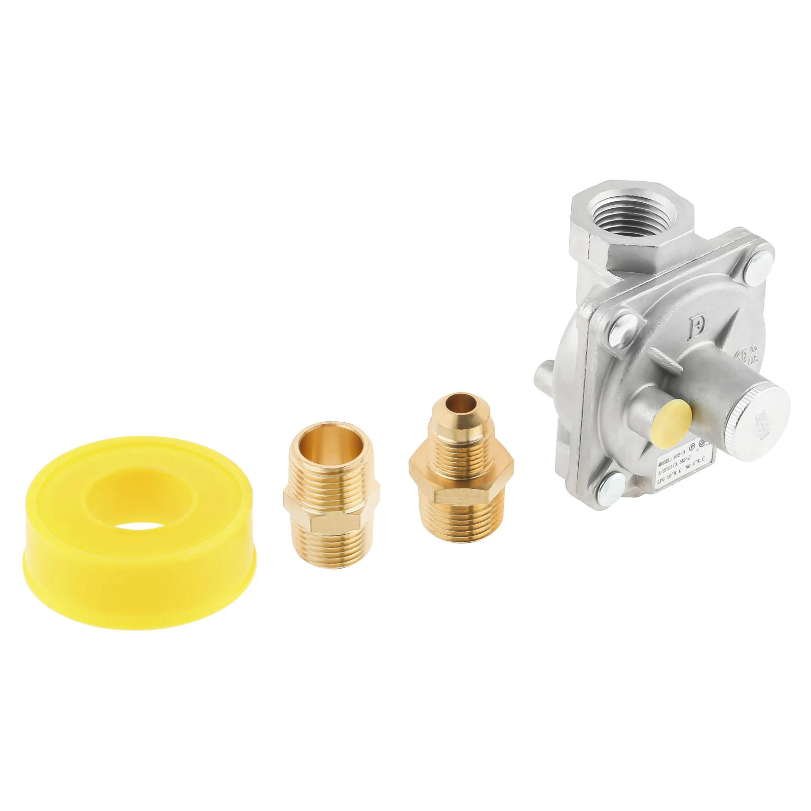 

1/2" Natural Gas and Liquefied Interchange Pressure Regulator W/ 2 Brass 1/2" NPT Conversion Adapter for NG/LPG Applications