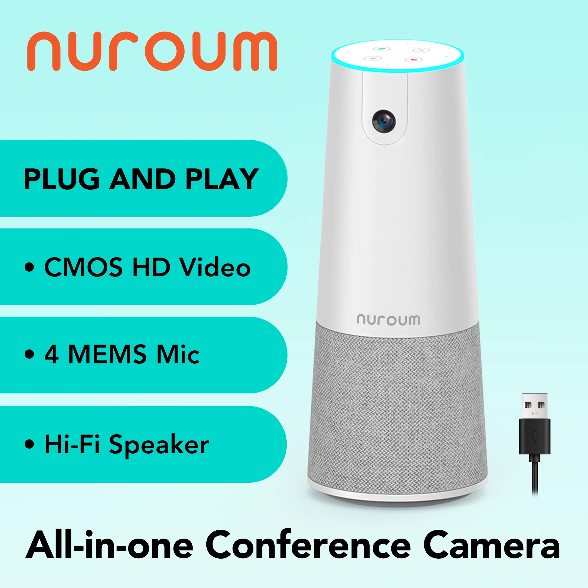 NUROUM C20 110° Ultra-wide-angle Conference Camera 1080p Full Hd For Conference System