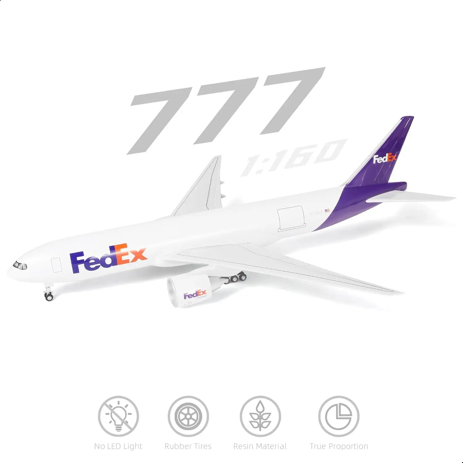 

1/157 B777 Fedex Cargo Airplane Diecast Resin Airplane Model Kit with Stand for Display Collectible or Aviation Enthusiast Gift