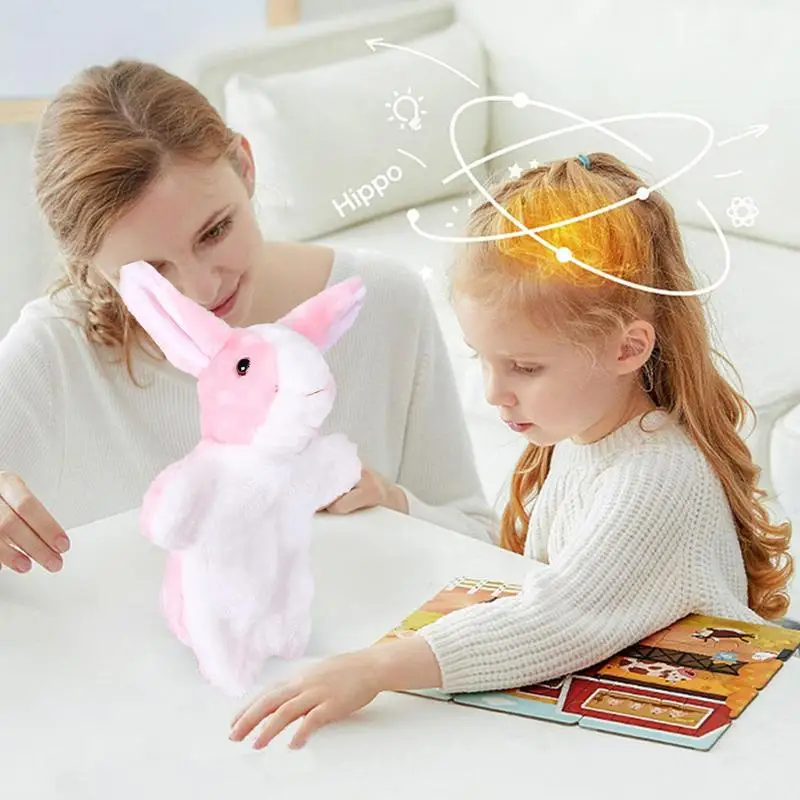 Cartoon Bunny pacynki zabawki edukacyjne z miękkimi pluszowa lalka-królik o średnicy 28cm do interaktywnego do odgrywania ról opowiadania historii w teatrze pokazów