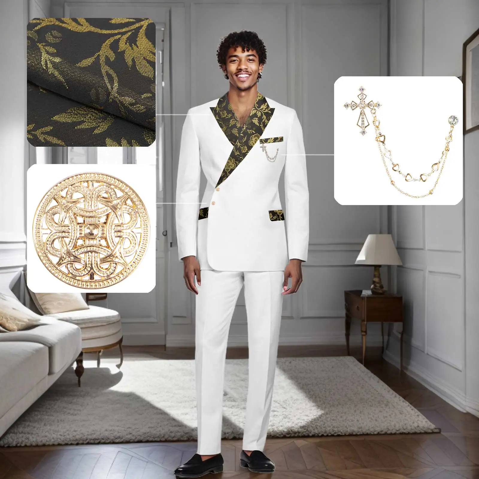 DBQ Men's Business Suit Slim Fit Two Button Blazer Jacket Pants Set Solid Wedding Dress Jacket and Trousers Set BD168