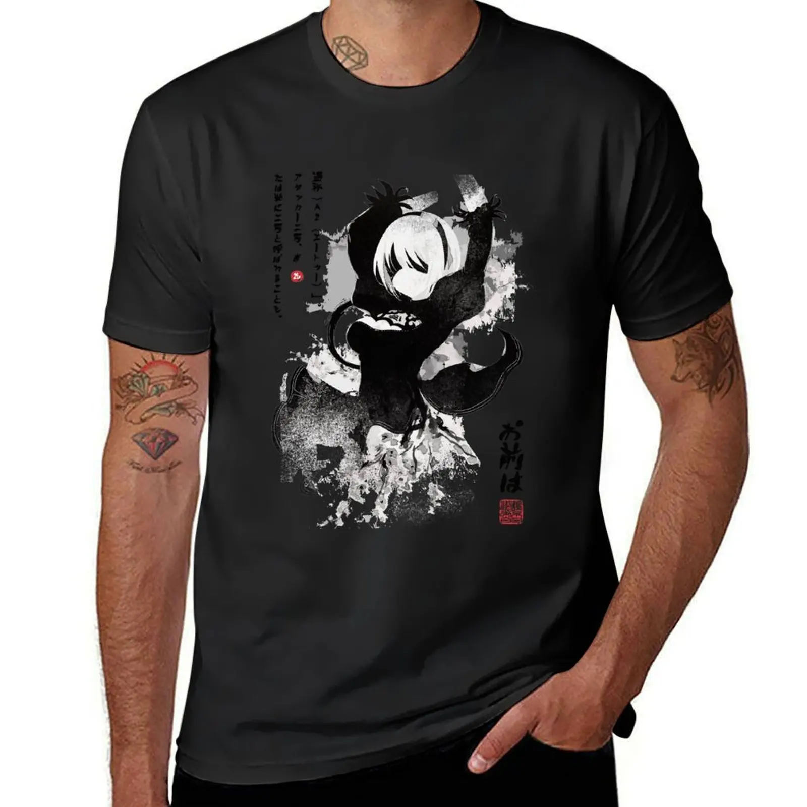 

NieR:Automata 2B Japan Ink ニーア_オートマタ Ver 2.0 T-Shirt summer top plus sizes customs mens cotton t shirts