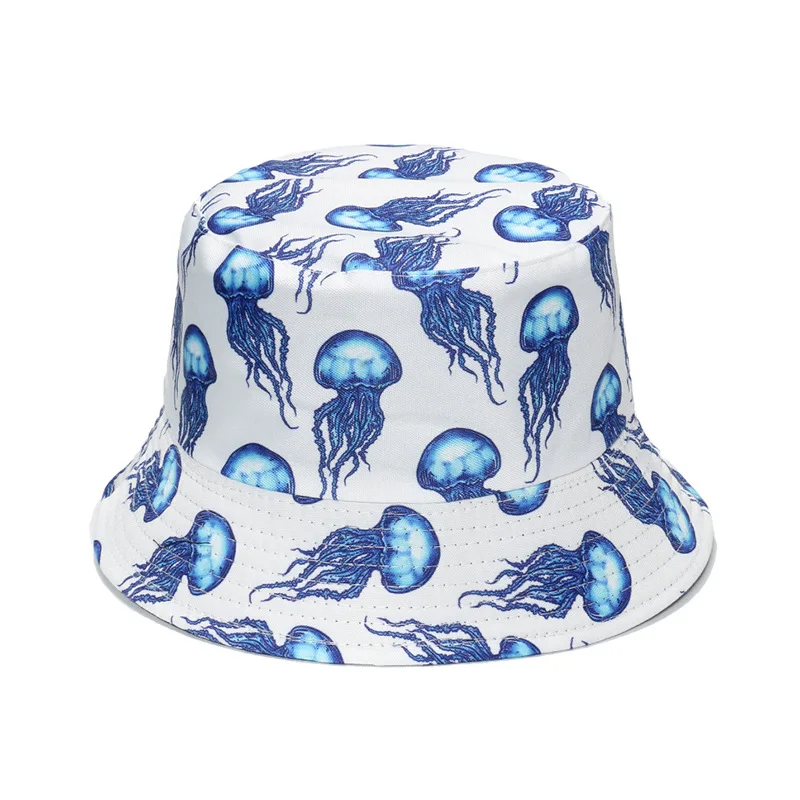 Doppelseitiger Fischerhut mit Ozean-Aufdruck für Männer/Frauen, atmungsaktive Fischermütze für Strand, Reisen und Outdoor, lässiger Hip-Hop – Detail 3