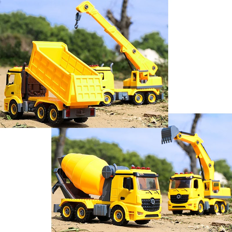 Screw Toy Big Truck Take Apart Mixer Crane  Excavator Toys DIY STEM Construction Vehicle Building Block Toys for Kids Boy Gift