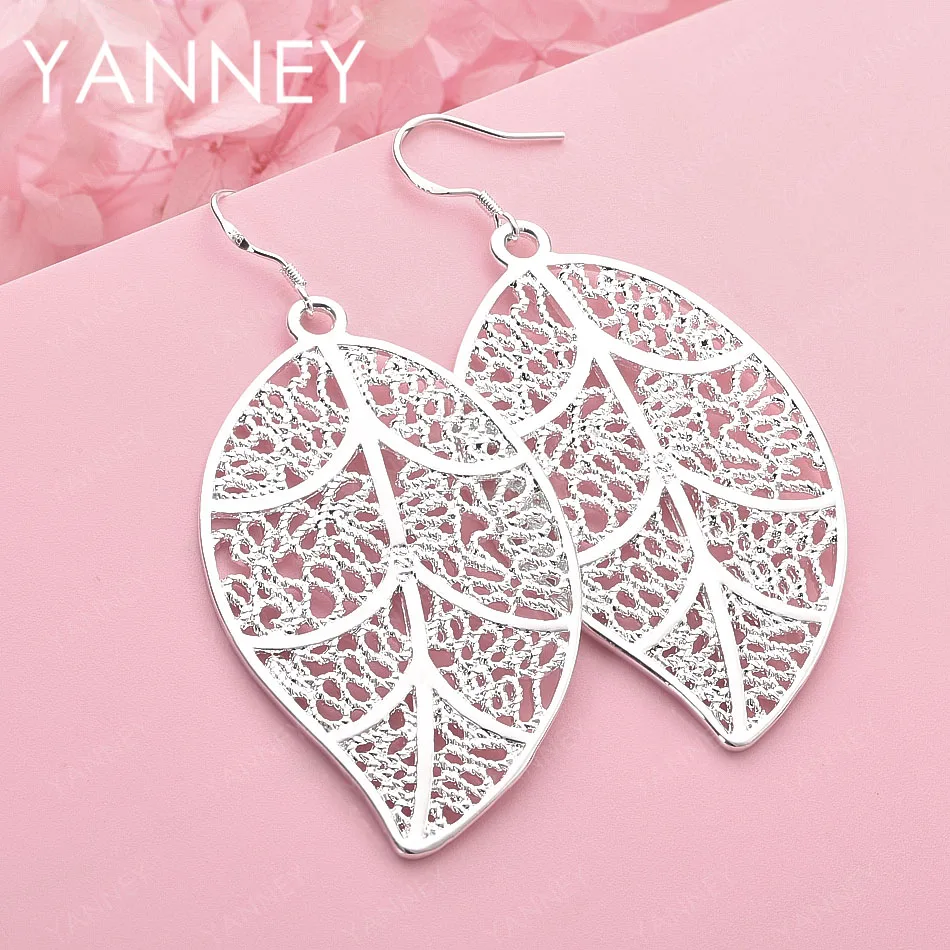 

Luxury 925 Sterling Silver Delicate Leaf Earrings for Women, Fashionable Wedding Jewelry Gift Accessories