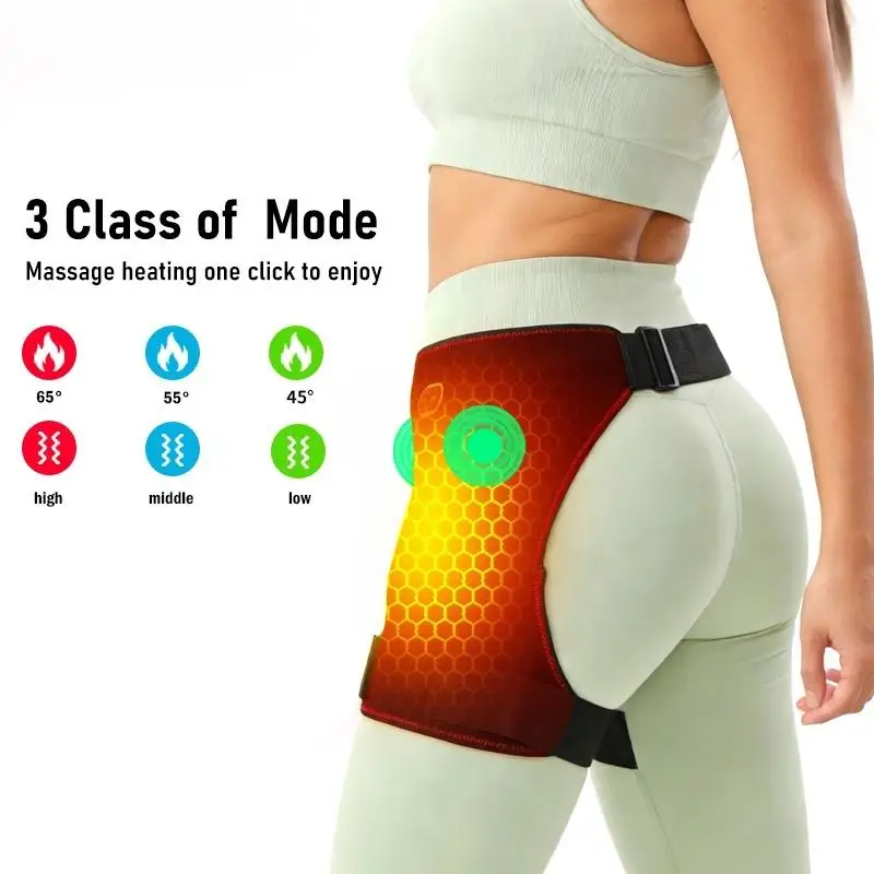 Carbon Fiber Heated Hip Brace Electric Vibration Massager Relieve Sports Strain  Hip Pain Ideal for Post Workout Recovery