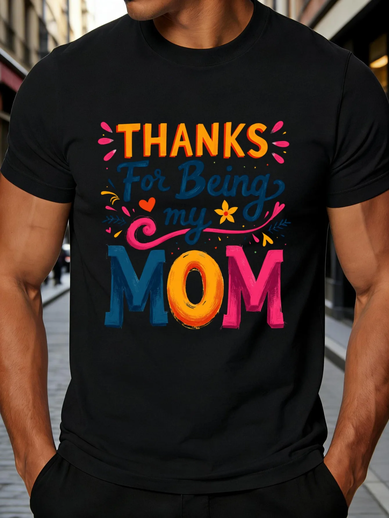 Colorful Font Style Men's T-Shirt with the Design 