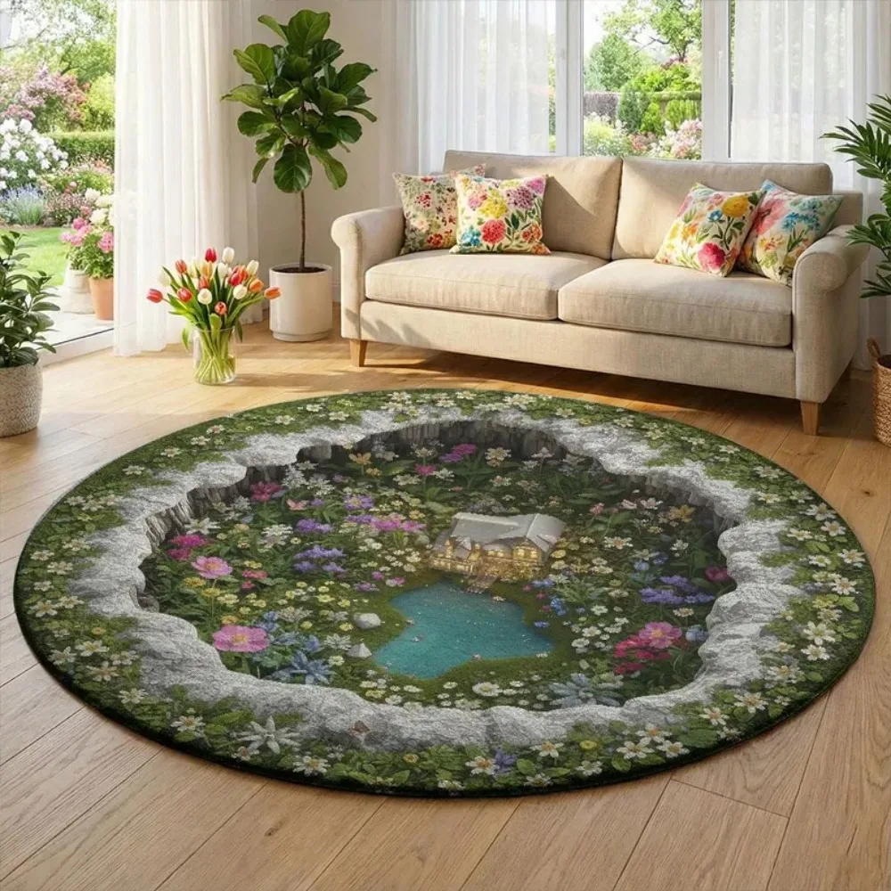 Enchanting Train Carpet Garden Secret Pattern Mat 3D Area Rug for Living Room Bedroom Home Decoration Living Room Decoration