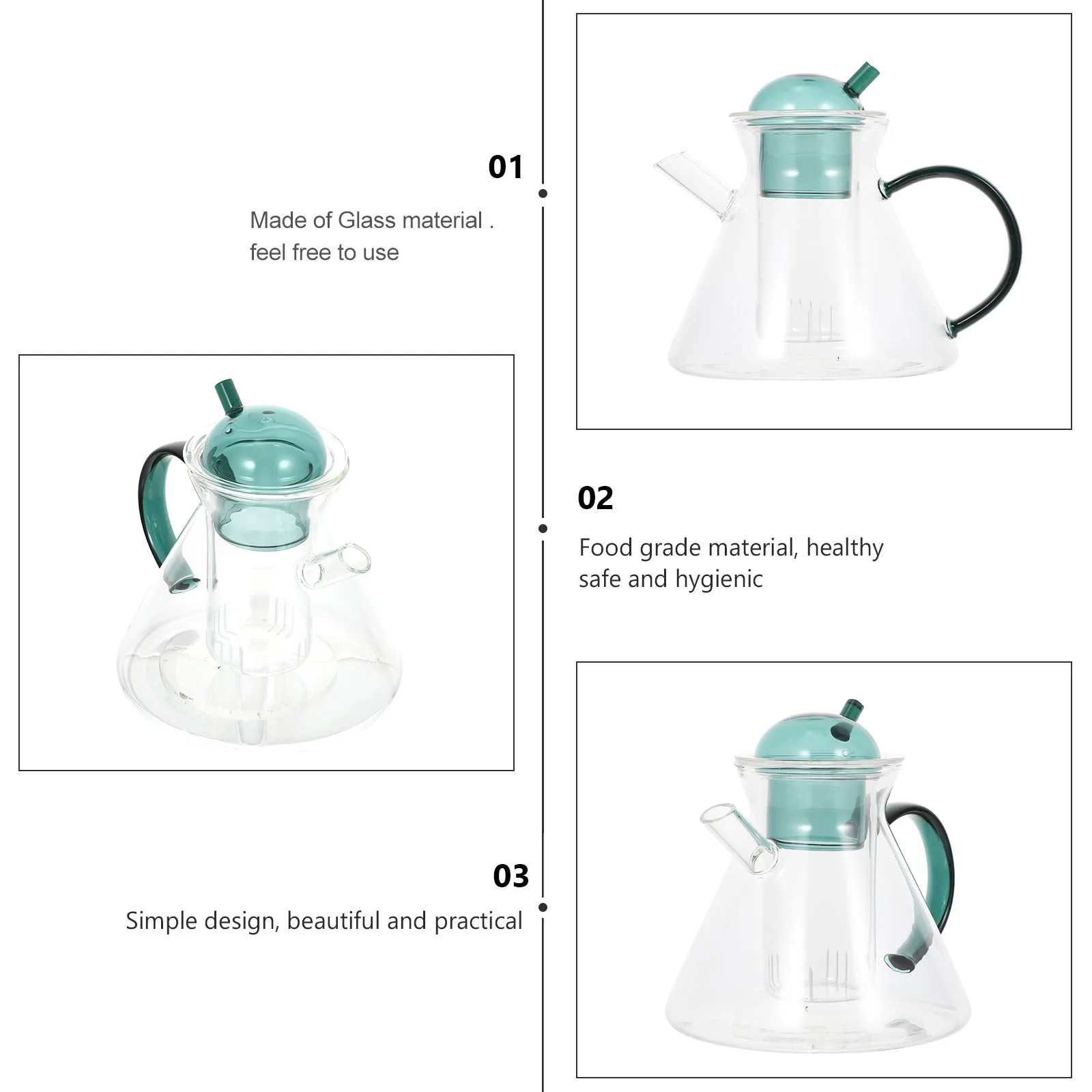 

1PC Glass Coffee Pot Heat Resistant Multi Functional Tea Kettle Cold Brew Home Use Eco Friendly Easy Clean Practical