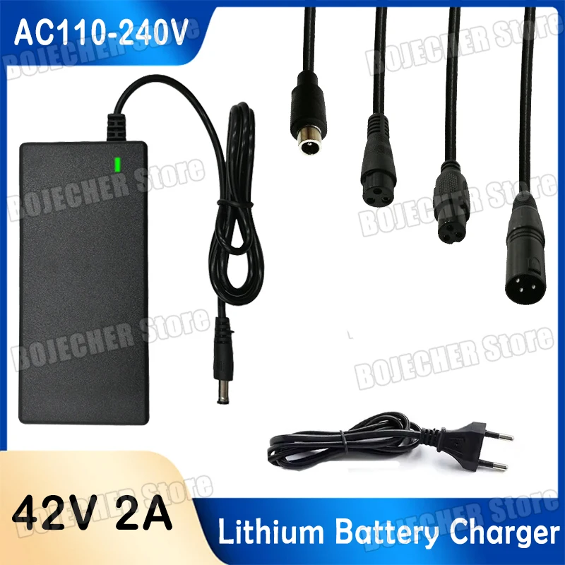 42 V 2A Lithium-Batterie Ladegerät 42 V 2A DC Power Ladegerät AC110-240V Austauschbare 5 Stecker Power Adapter EU UNS Stecker Batterie Ladegerät