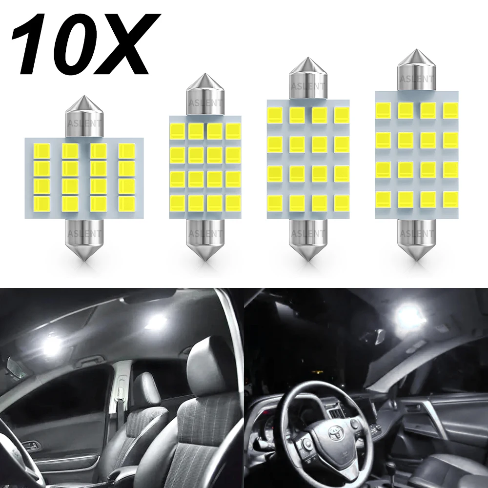 

10PCS C5W LED Canbus Festoon 31mm 36mm 39mm 41mm 16led car Bulb Interior Reading Light License Plate Lamp White 6000K free error