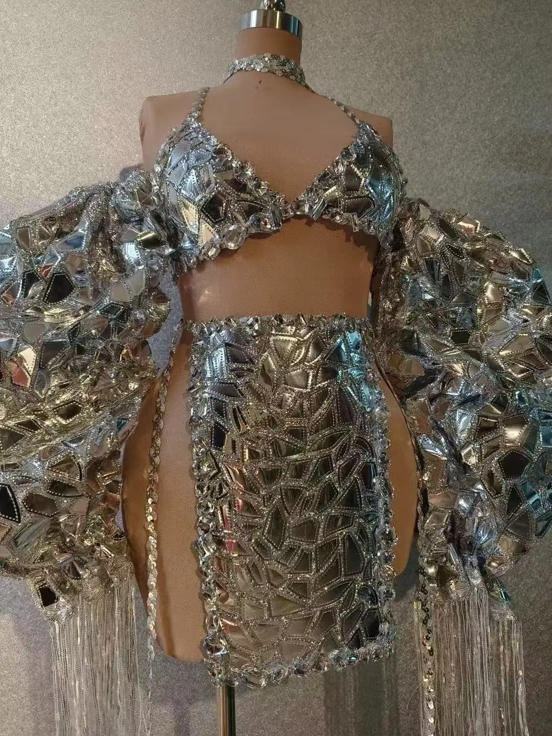 2025 Sexy GOGO Dancer Stage Show Silver Outfit Female Costume Nightclub Bar Dj Drag Queen Stage Performance Costumes DN21317