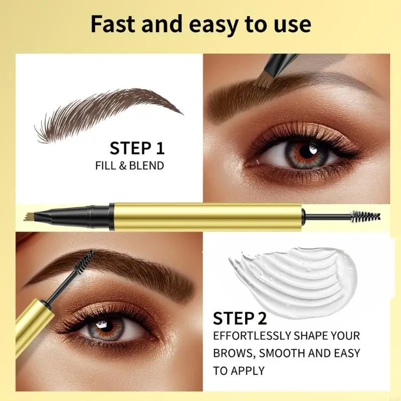 R3MF 4 tip vloeibare wenkbrauwpotlood met spoolie waterdichte natuurlijk microblading -effect