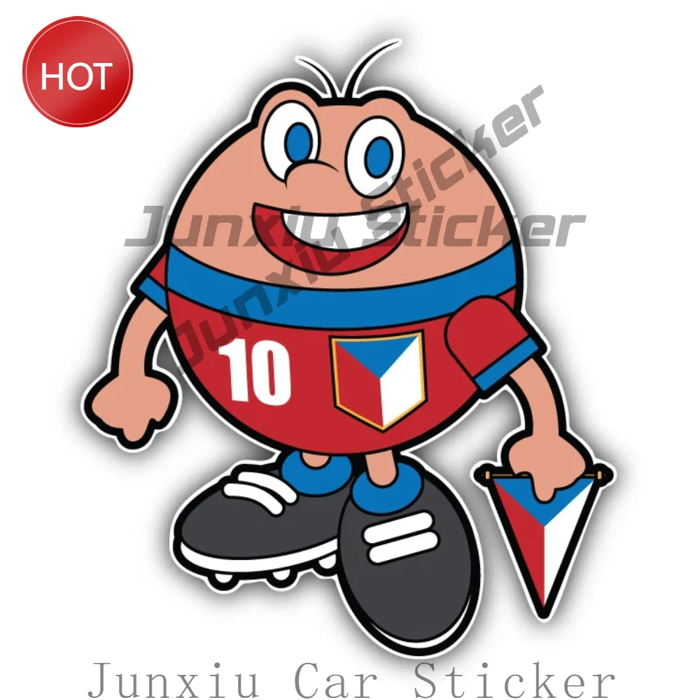 Cartoon Czech Republic Soccer Player Mascot Sticker Bold Design For Car Rear Window Vehicle Styling Decal Vehicle Accessories