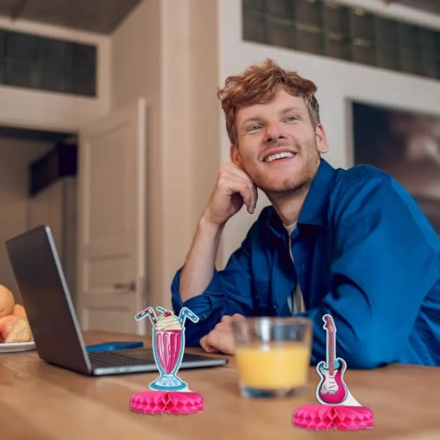 12 قطعة 50s زينة الحفلات 1950's روك آند رول العسل المركزية جورب هوب ديكور ريترو موضوع الموسيقى لوازم الحفلات المفضلة #6