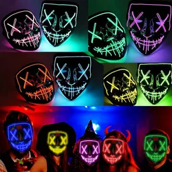 Kablosuz korkunç parlayan maske LED aydınlık tasfiye maskesi cadılar bayramı korku Neon Light Up Cosplay parti maskesi Fstival kostüm malzemeleri