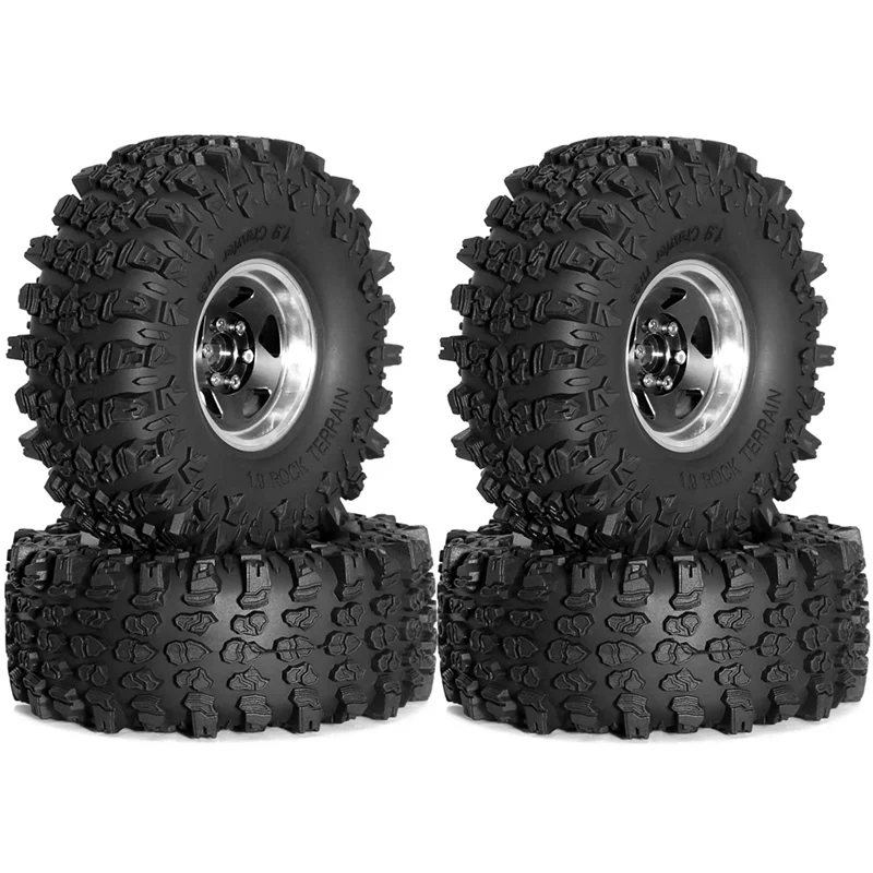 AD-4Pcs 1.9 Inch Metal Tire Wheels With 118Mm OD Tires For Axial SCX10 D90 Wraith 1/10 RC Climbing Crawler Car Parts