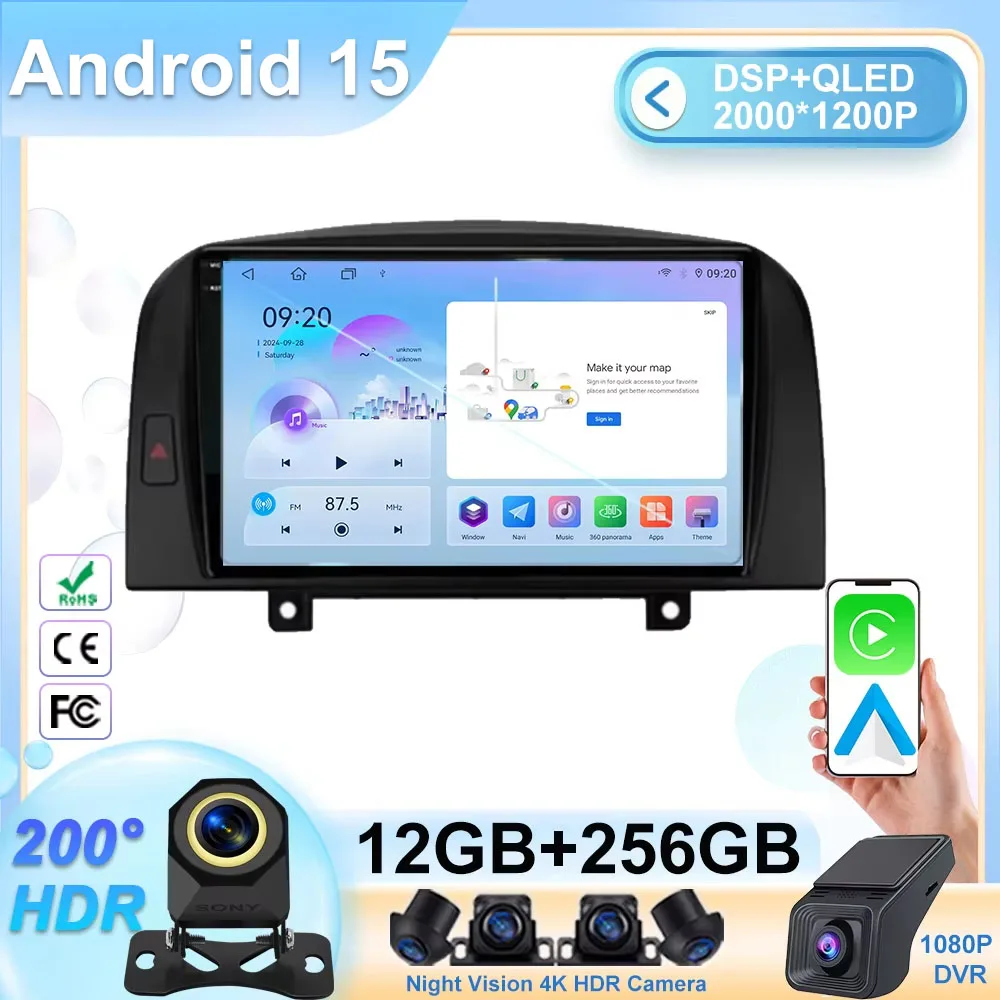

Автомобильное радио Android 15 для Hyundai SONATA NF 2004 2005 2006 2007 2008 Carplay, навигация, мультимедийный плеер, GPS DSP BT NO 2DIN DVD