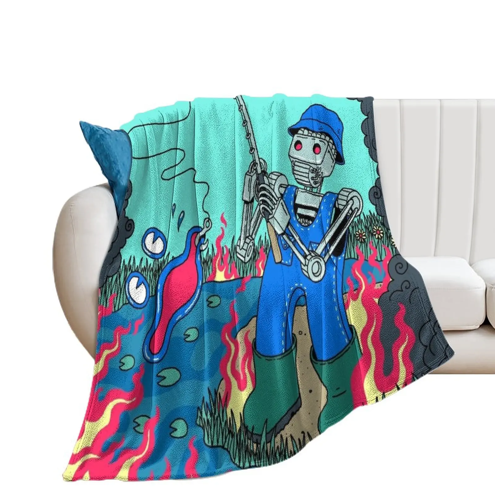 Fishing For Fishies Art - King Gizzard And The Lizard Wizard Throw Blanket Beautifuls Winter beds Blankets