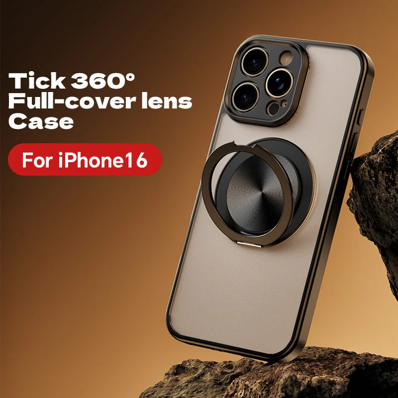 

Luxury Eletric Plated Magsafe Magnetic Phone Case for iPhone 17 Air 16 E 15 14 Pro Max With 360 Kickstand Ring Anti-drop Cover