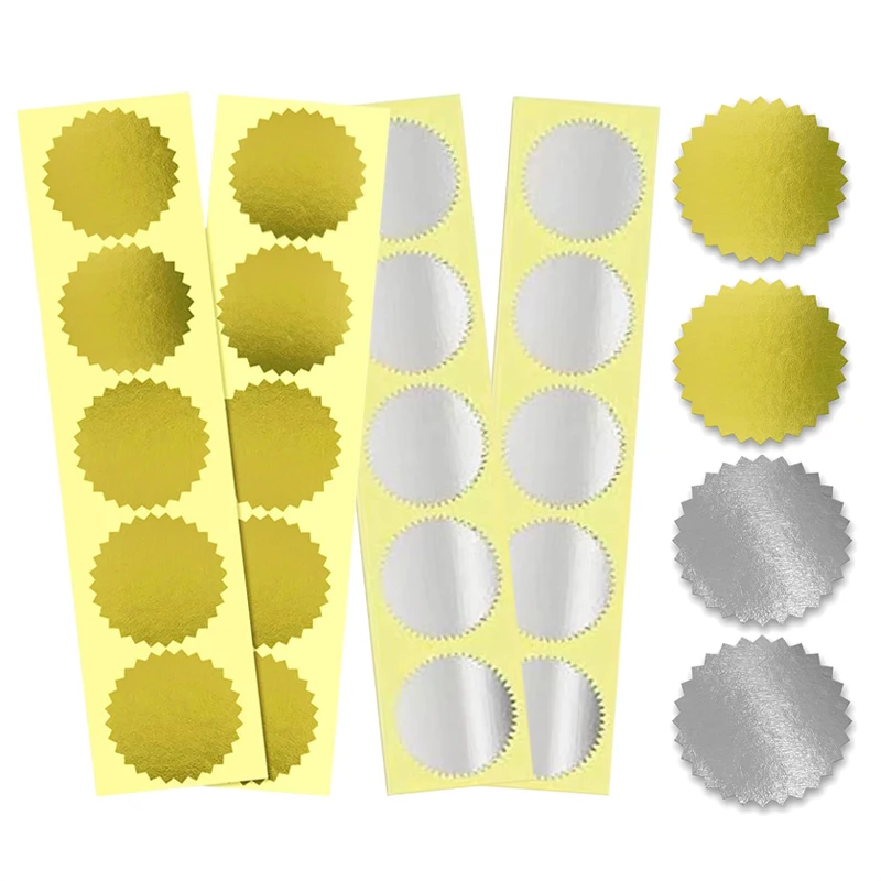 100pcs Round Gear Sticker 45mm Golden Silvery Gear Embossed Stamp Sticker DIY Material Greeting Card Wedding Invitation TMZ