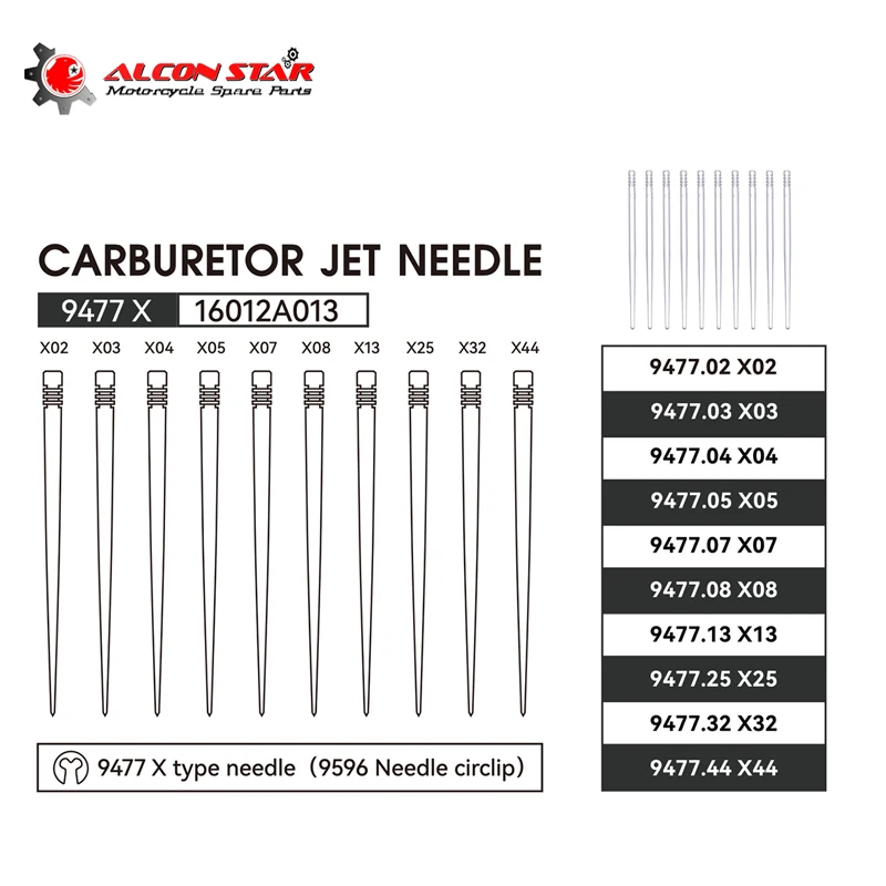 Alconstar- Kit di riparazione carburatore Ago conico carburatore Ago tipo X per carburatore Dellorto PHBH 9477 con clip
