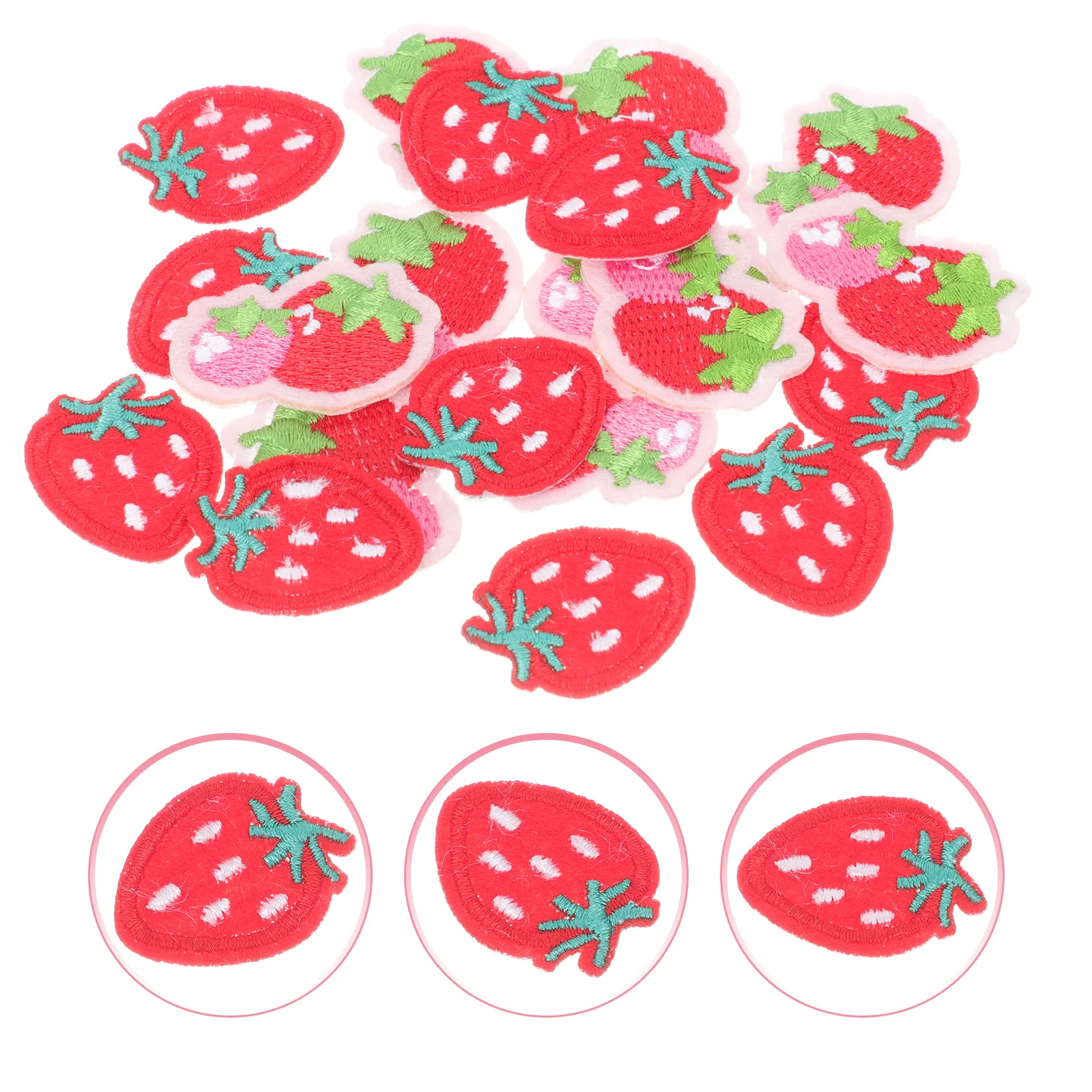 20 Pcs DIY Patches Apparel Applique Strawberry Non-woven Fabric Bag Decors Child