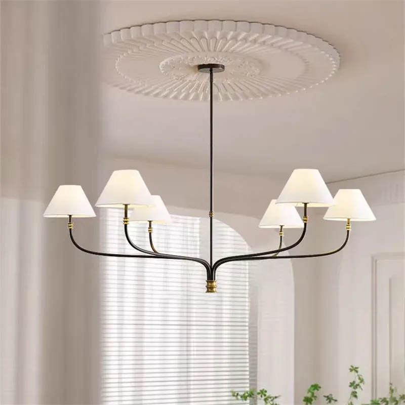 American Wrought Iron Simple Chandelier Collins Round Pendant lamp for Bedroom Study Industrial Style rustic hanging light
