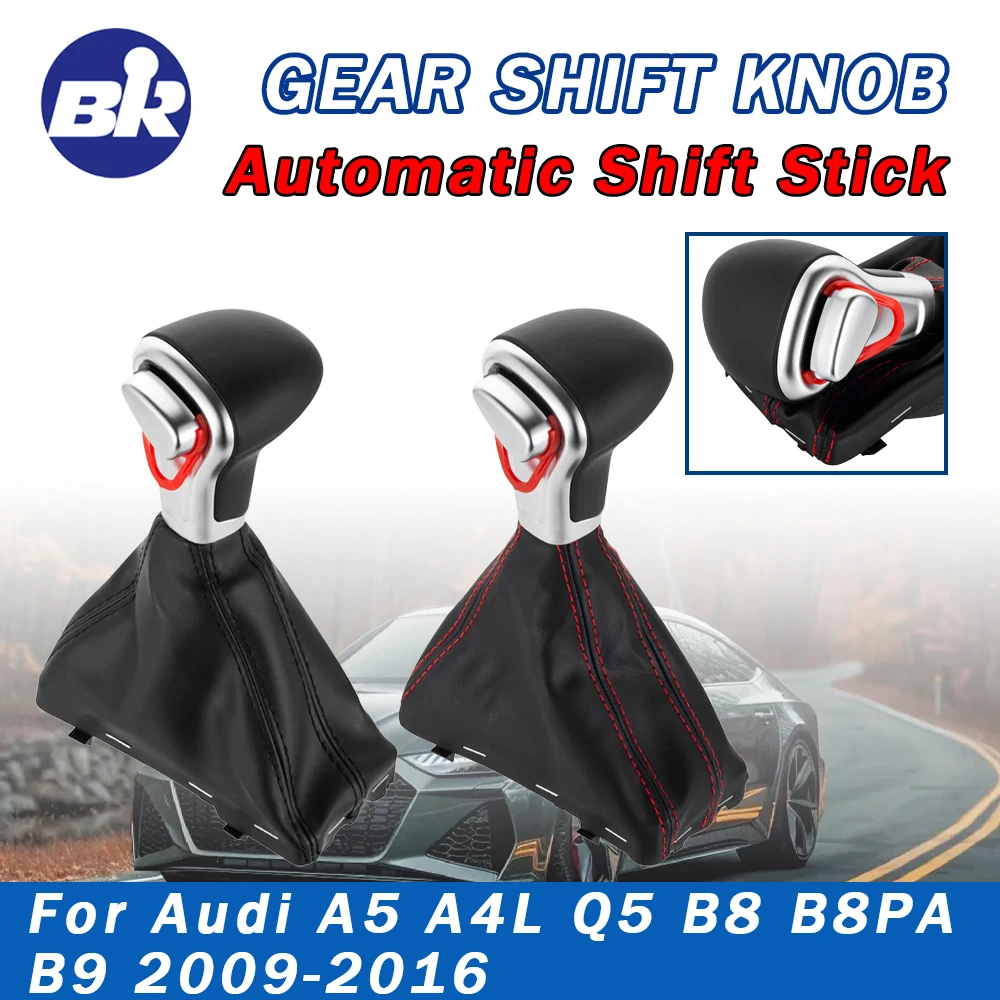 

New Product For AUDI A4 B8 A6 C6 A3 8P A5 Q5 Lever Change Knob Car Interior Black/Red leather Boots With Gear Shift Knob