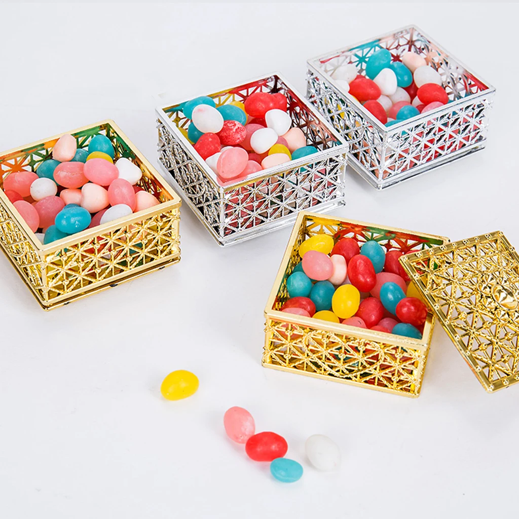 Pack of 12pcs Delicate Luxury Gridding Shape Candy Box Wedding Party Favors for Candy Chocolates Card Guests Gifts Box