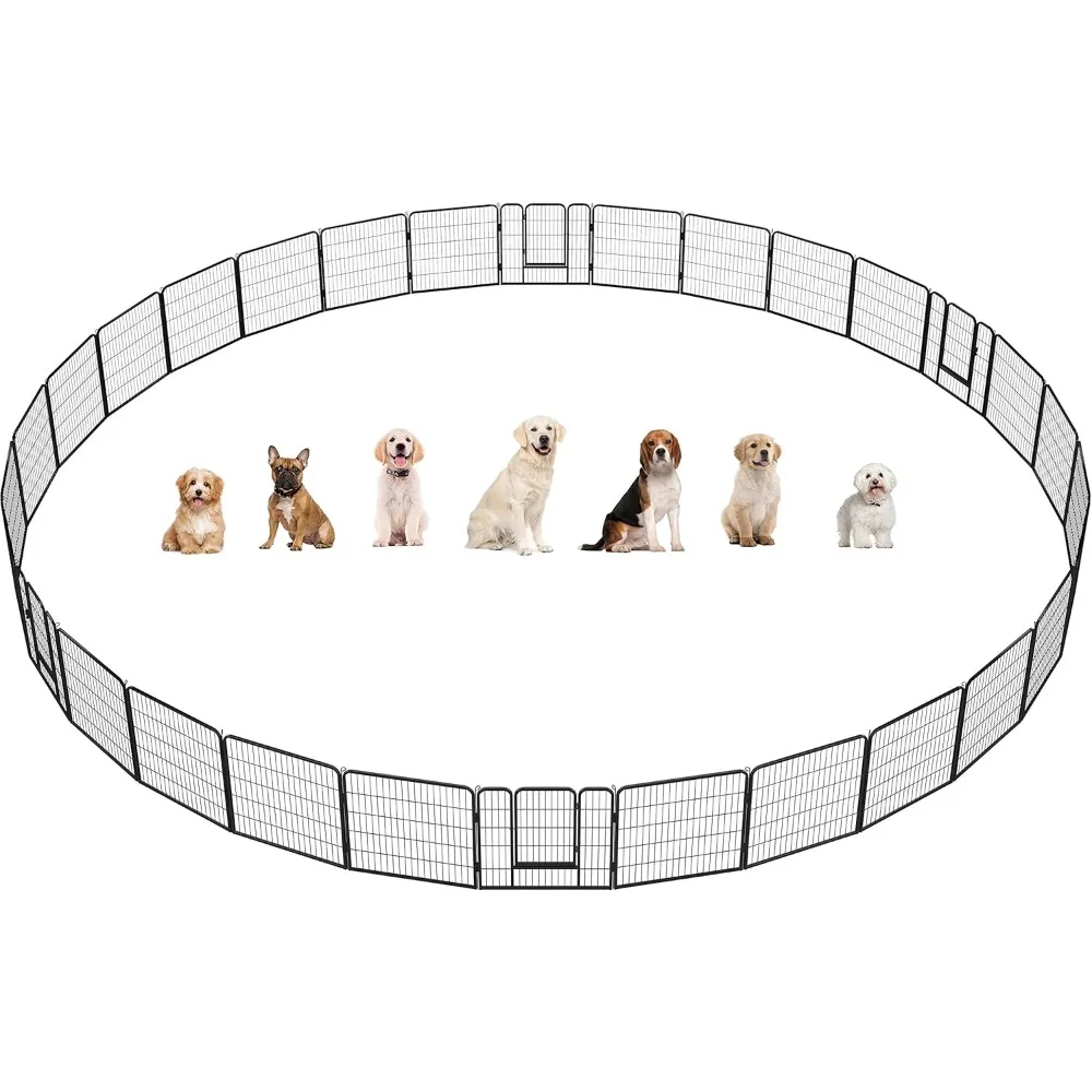 

Dog Playpen Outdoor, 32 inch 32 Panels Dog Pen Indoor Heavy Duty Puppy Exercise Pen Metal Pet Fence for RV Camping/Yard/Garden