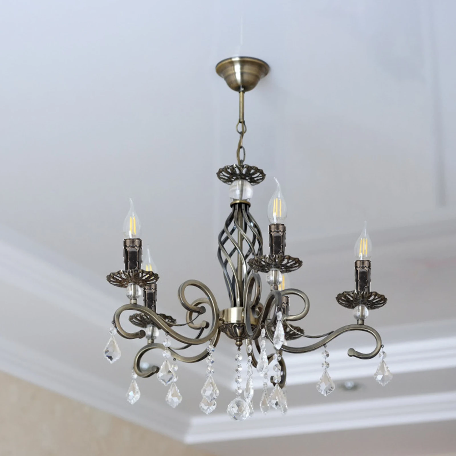 

6pcs E14 Socket Cover Chandelier Base Iron Tube Decorative Lamp Holder Sleeve Replacement For European Crystal