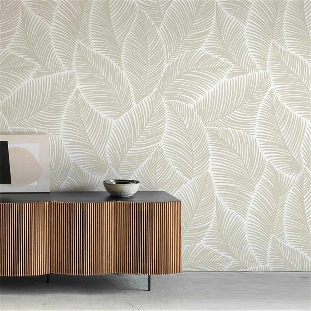 custom Nordic elegant plant leaves wall paper living room sofa television background Self-adhesive wallpapers home decor bedroom