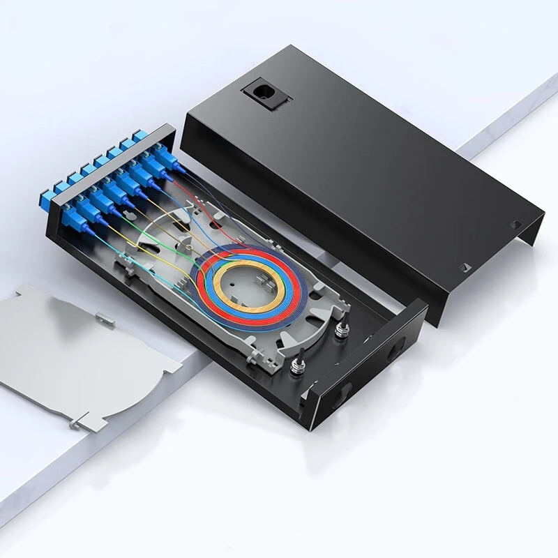 8 Port 8 Core SC Fiber Optic Distribution Box Fiber Access Wall-mounted Terminal Box with SC Adaptor