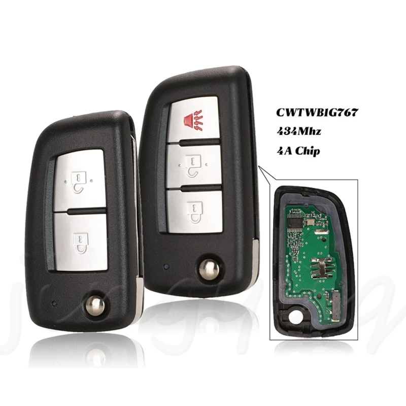 jingyuqin CWTWB1G767 Flip Car Remote Key Fob 2/3 Buttons 433MHz 4A  PCF7952E Chip For Nissan Rogue 2014 2015 2016 2017 2018