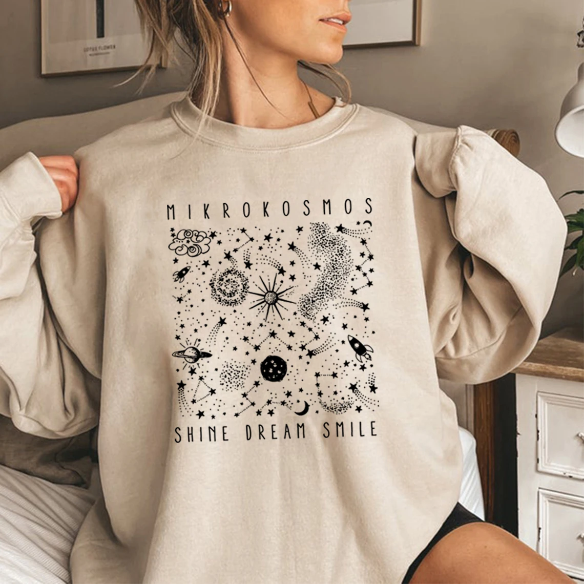 Mikrokosmos Sweatshirt Shine Dream Smile Sweatshirt Twinkling Starlight Hoodie Unisex Crewneck Sweatshirts Top Kpop Music Merch