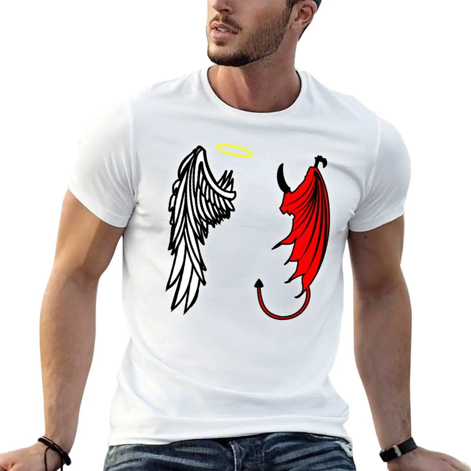 

Angel and Devil T-Shirt man t shirt cotton cotton t shirt man essential t shirt T-shirt