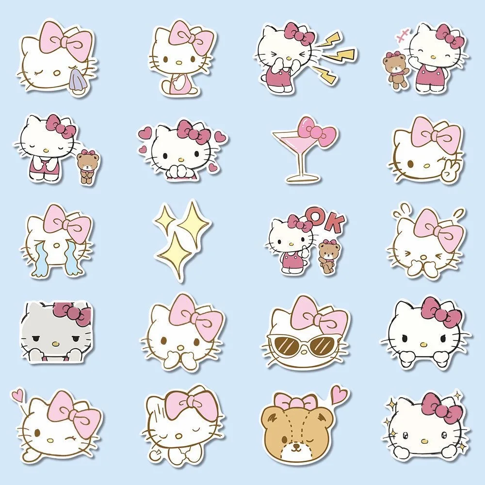 10/30/50PCS Sanrio Pink Hello Kitty Cartoon Stickers Decoration Suitcase Scrapbooking Phone Laptop Stationery Kid\'s Toy Sticker