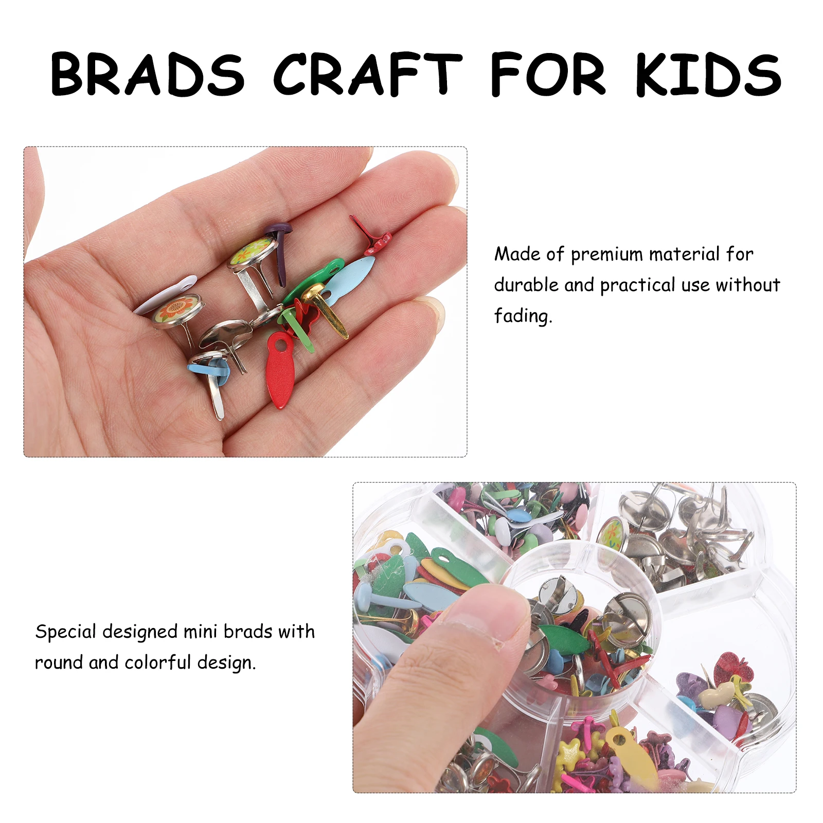 

1 Box 6-12Mm Mixed Color Metal Mini Brads Mushroom Nails Kids Handmade Craft Diy Supplies Durable Round Design Safe For Children