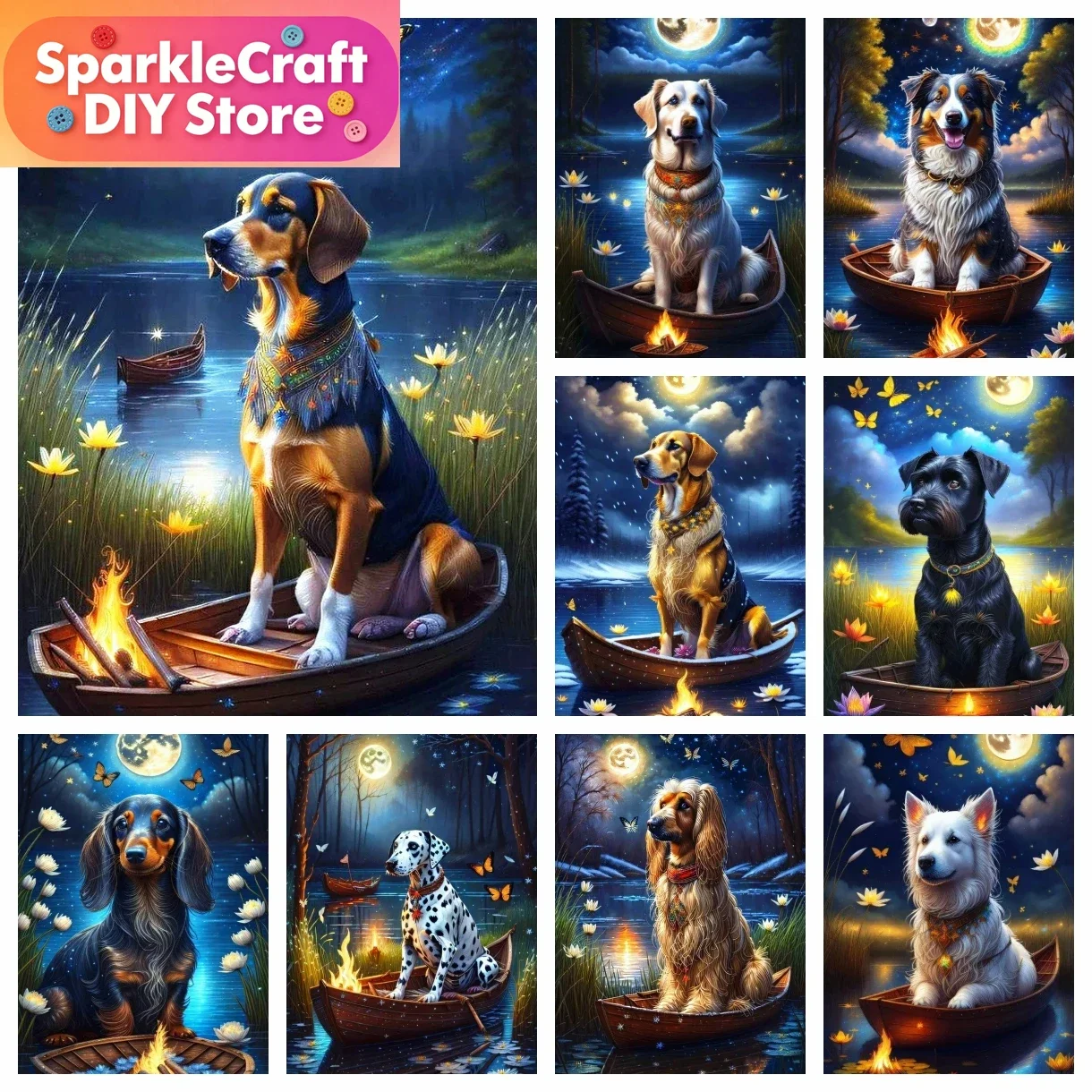 1pc frameless Starry Night Dachshund Full Diamond Painting 5D DIY Embroidery Animal Moon Art Home Decor Craft Kit Rhinestone Pic