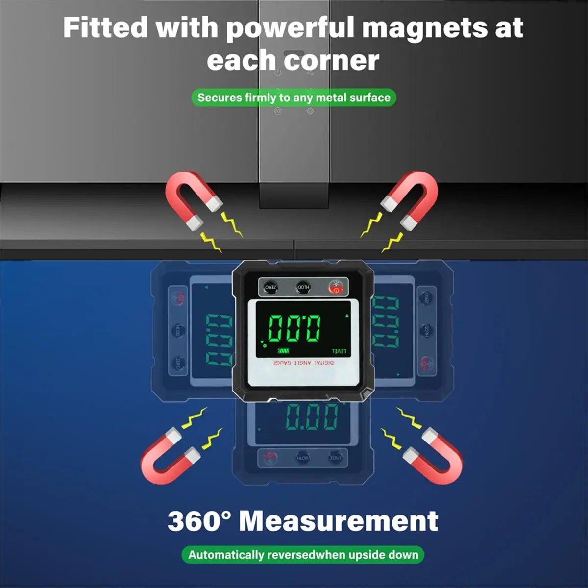 baaqデジタルレーザーレベル充電式角度計、4面磁気ベース付き、木工、建設、diy用