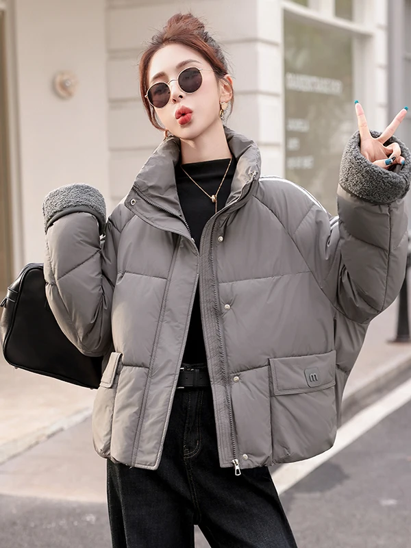 

plus Size Cotton Jaet Winter New Sle ort Loose Fit Ladies Warmth Collar Coat Zipper ket Polyester Filling Thiened