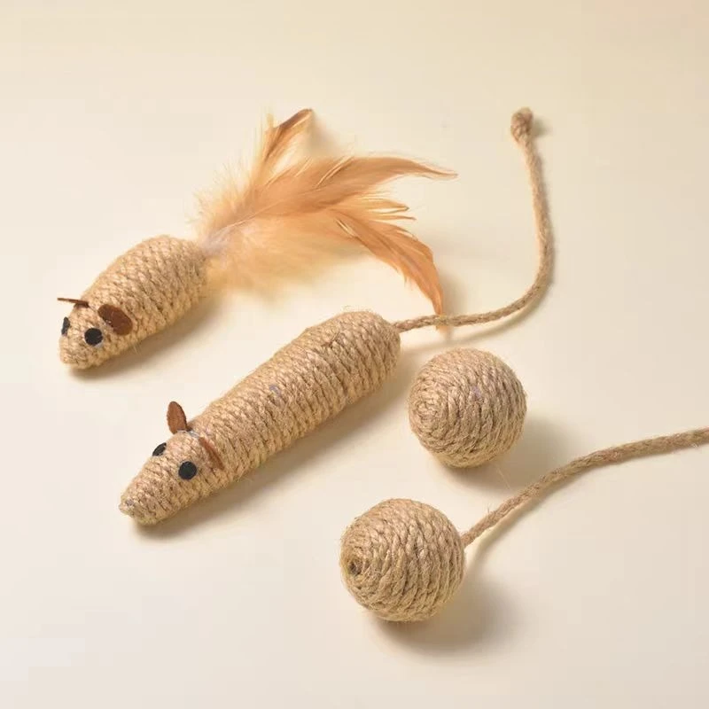 4-teiliges Set, interaktives Katzenspielzeug, Reinigung der Zähne, Spielzeug, Katzenkratzer, Kauspielzeug mit niedlichem Mausspielzeug für Kätzchen und Katzen